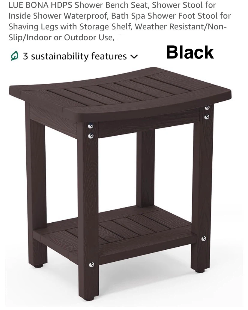 BNIB HDPS Shower Bench Seat, Black