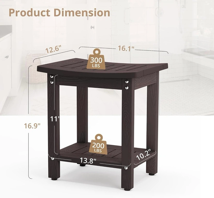 BNIB HDPS Shower Bench Seat, Black - photo 3