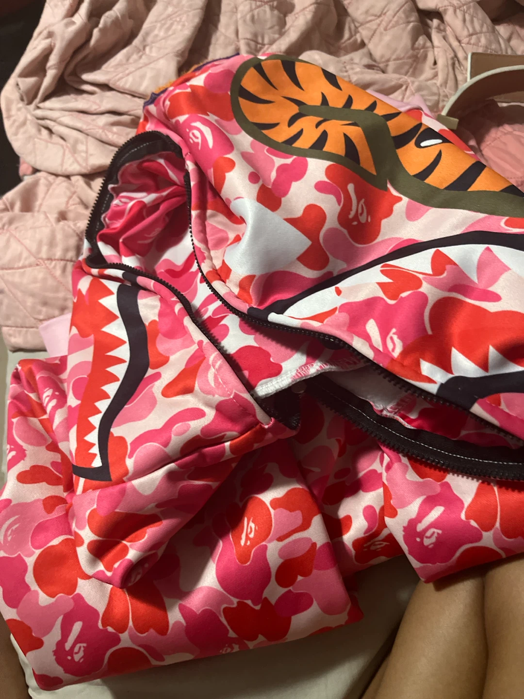 BAPE Shark Full Zip Hoodie Pink Camo