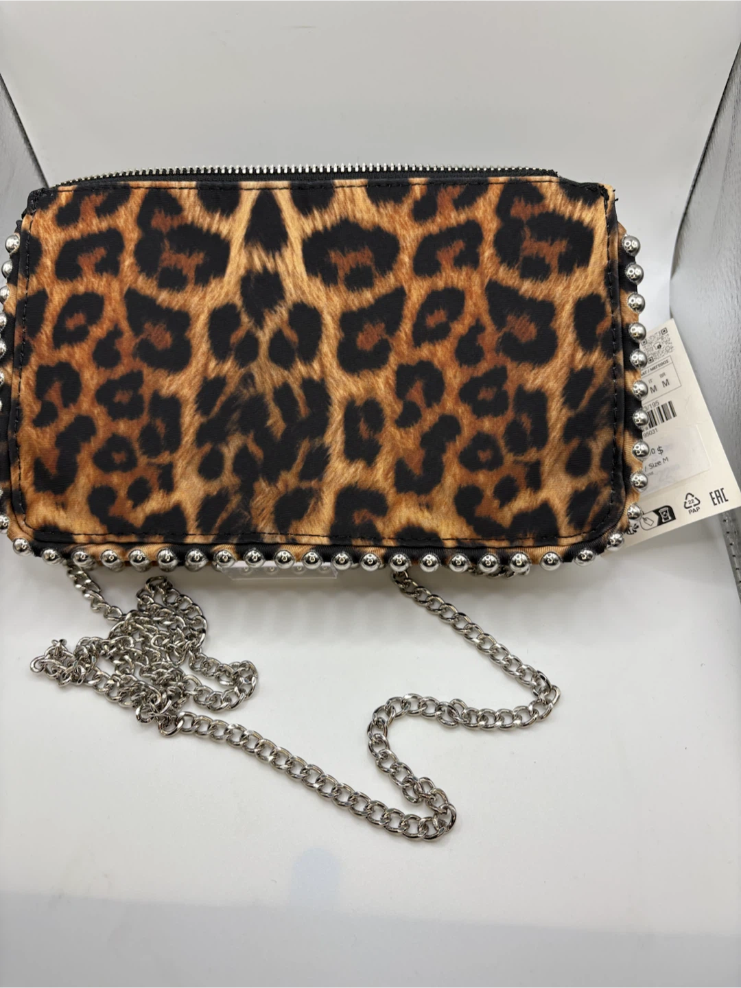 NEW w/TAG! ZARA,  Leopard Print Studded Chain Bag