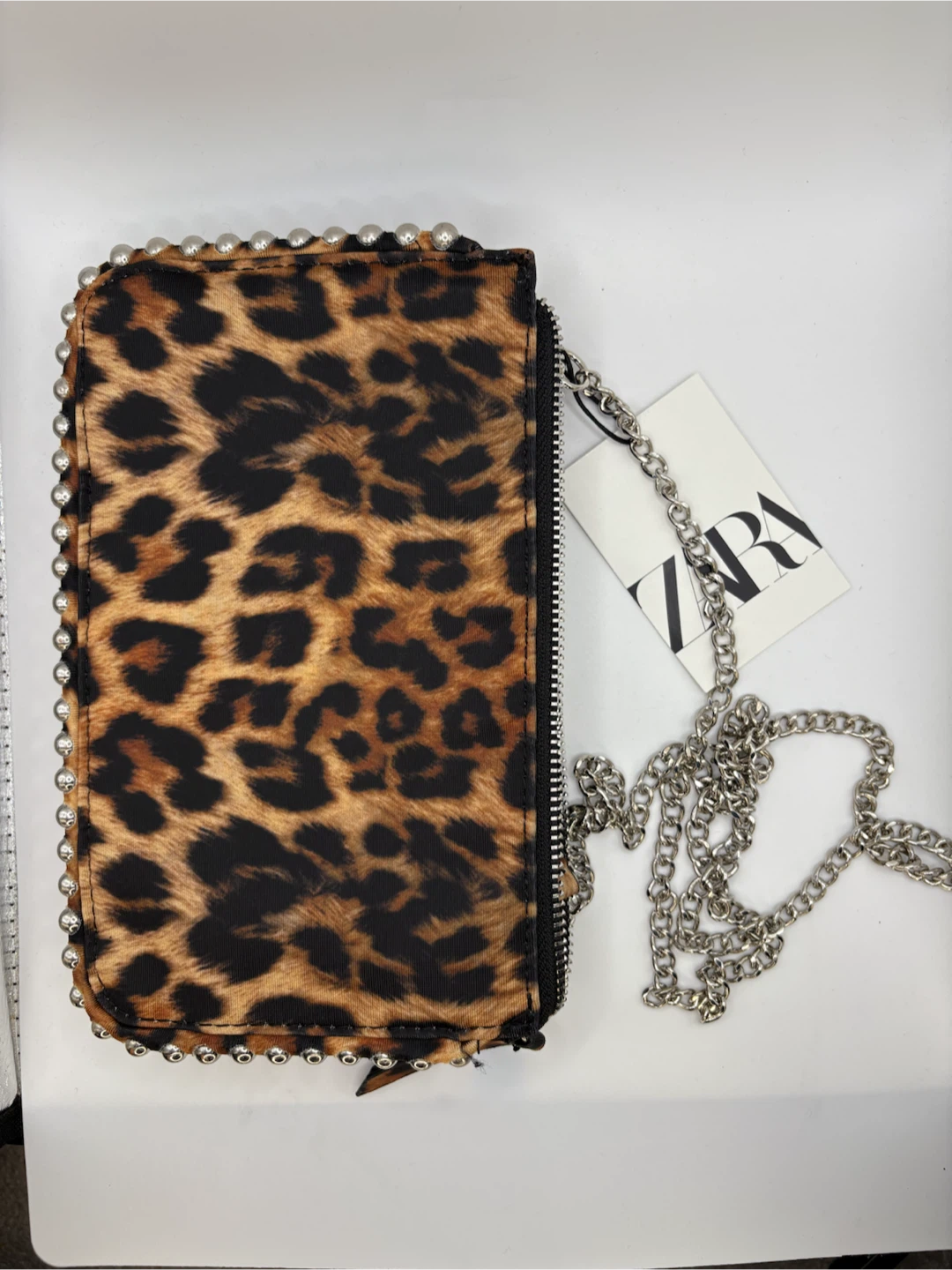 NEW w/TAG! ZARA,  Leopard Print Studded Chain Bag - photo 2