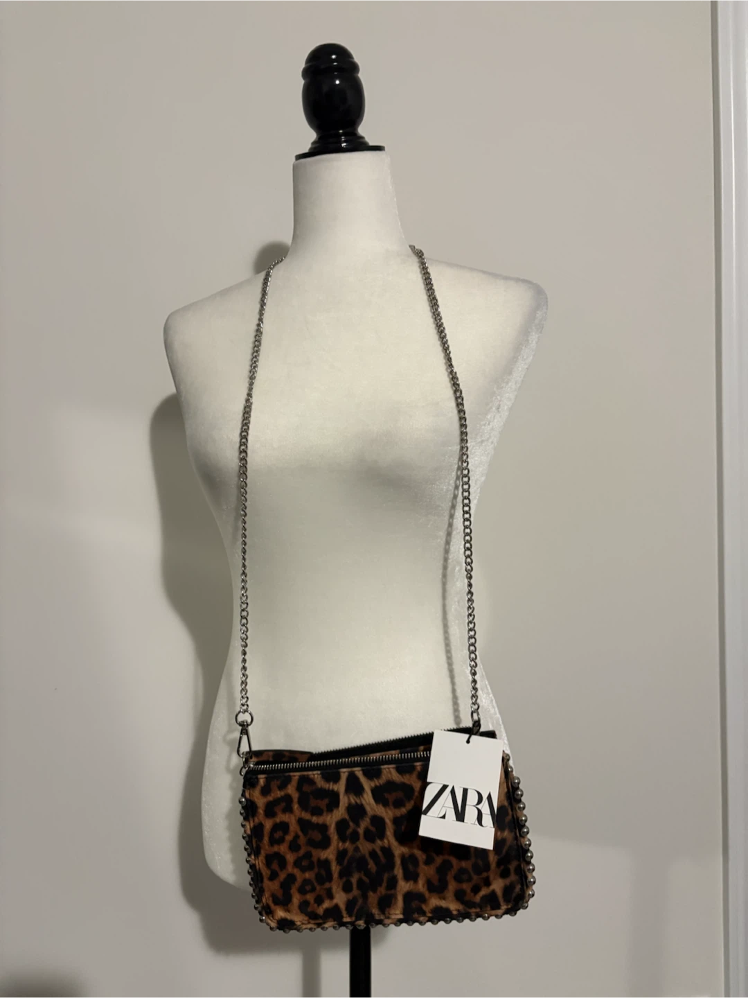 NEW w/TAG! ZARA,  Leopard Print Studded Chain Bag - photo 4