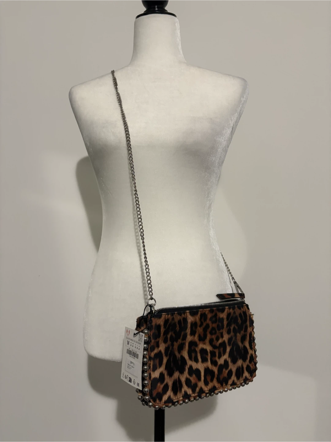 NEW w/TAG! ZARA,  Leopard Print Studded Chain Bag - photo 5