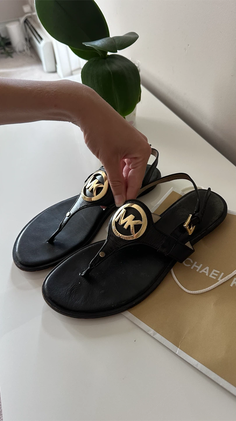 Michael Kors Black Leather Thong Sandals