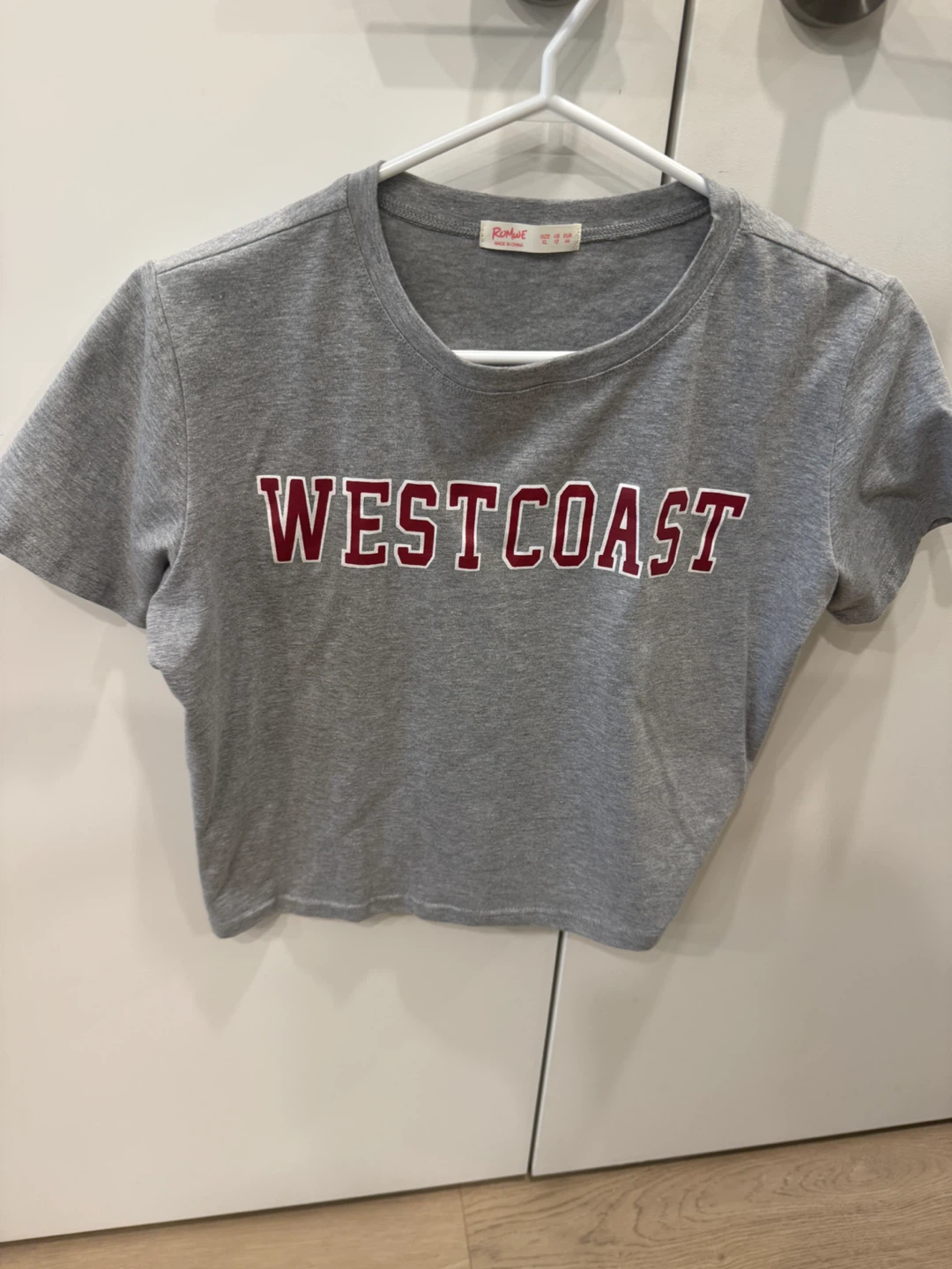 Grey "Westcoast" Cropped T-Shirt XL