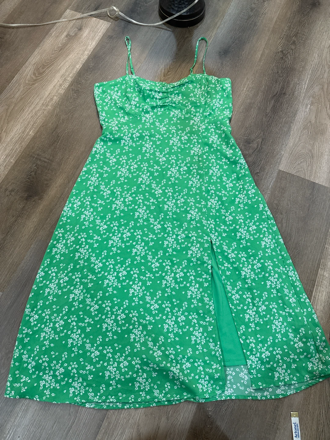 Lola Grace Green Floral Smocked Sundress with Slit