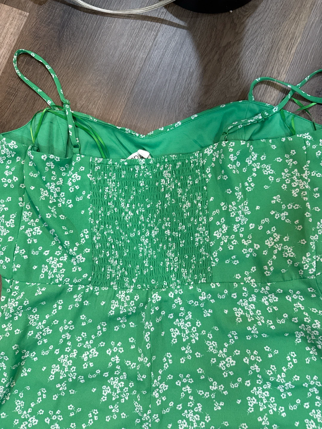 Lola Grace Green Floral Smocked Sundress with Slit - photo 4