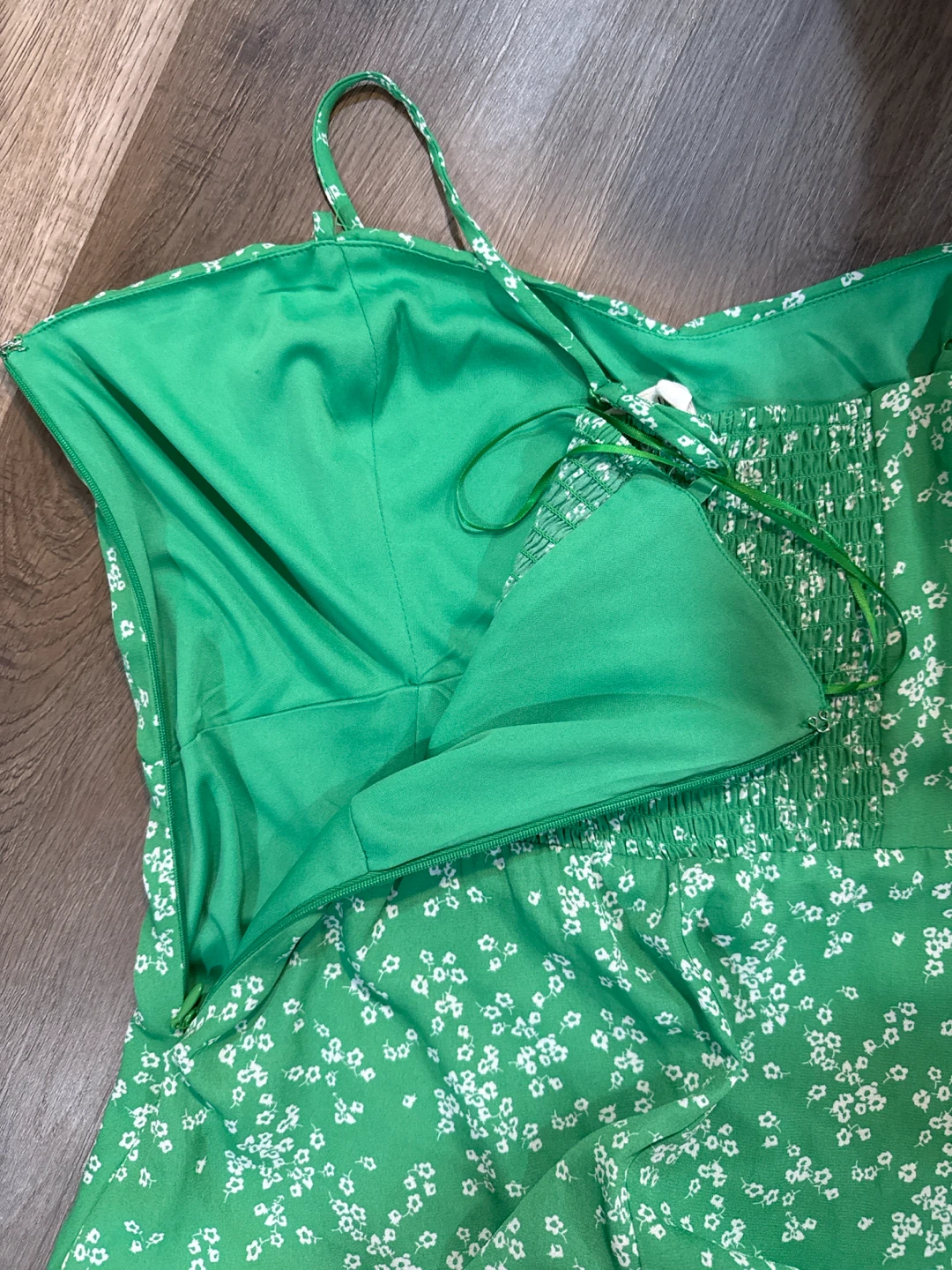 Lola Grace Green Floral Smocked Sundress with Slit - photo 5