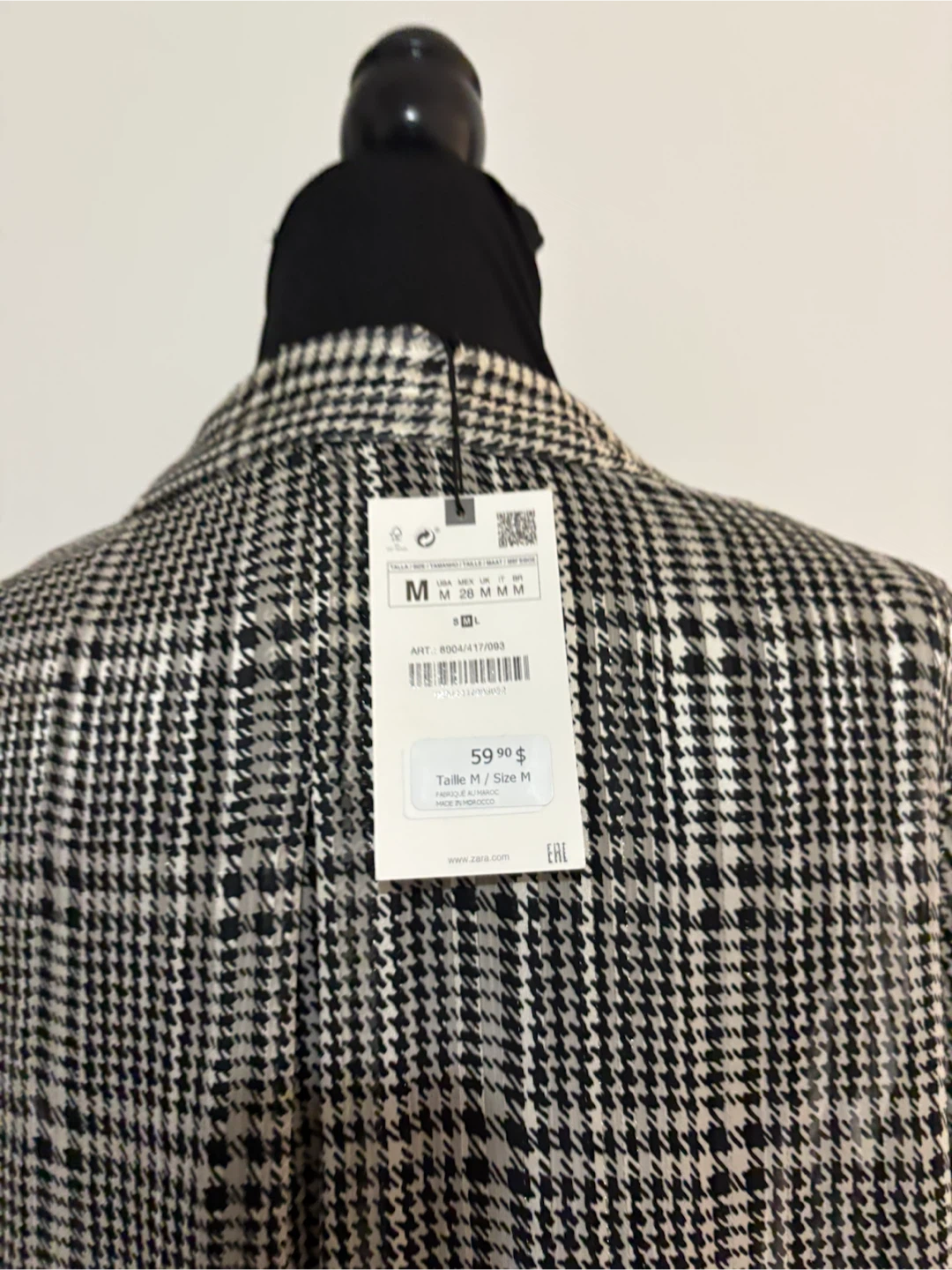 M - NEW with TAG! Zara Houndstooth Print Long Sleeve Shirt - photo 4