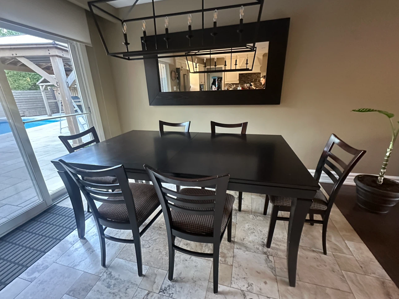 Dining Table + 6 Chairs – Expandable Dark Wood Dining Set - photo 2