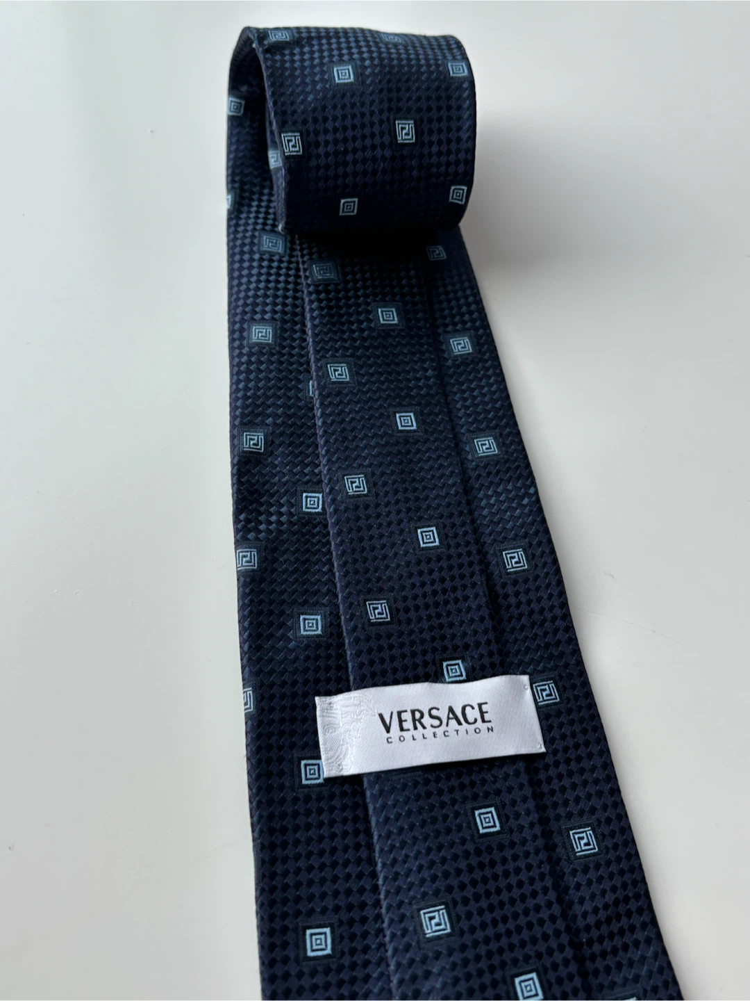 Versace Collection Blue Medusa Logo Silk Tie
