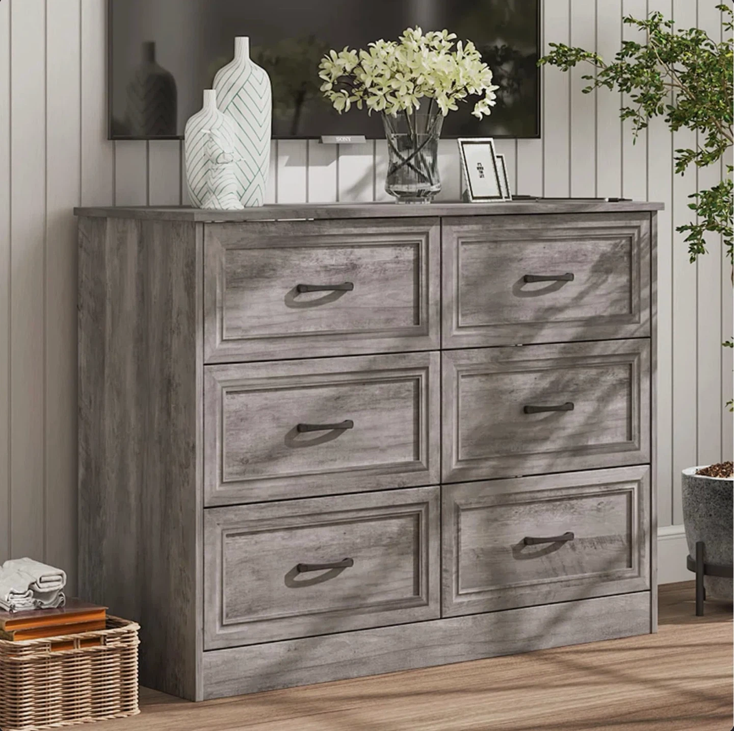 Grey 6-Drawer Dresser