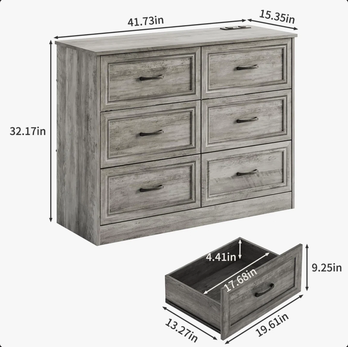 Grey 6-Drawer Dresser - photo 3