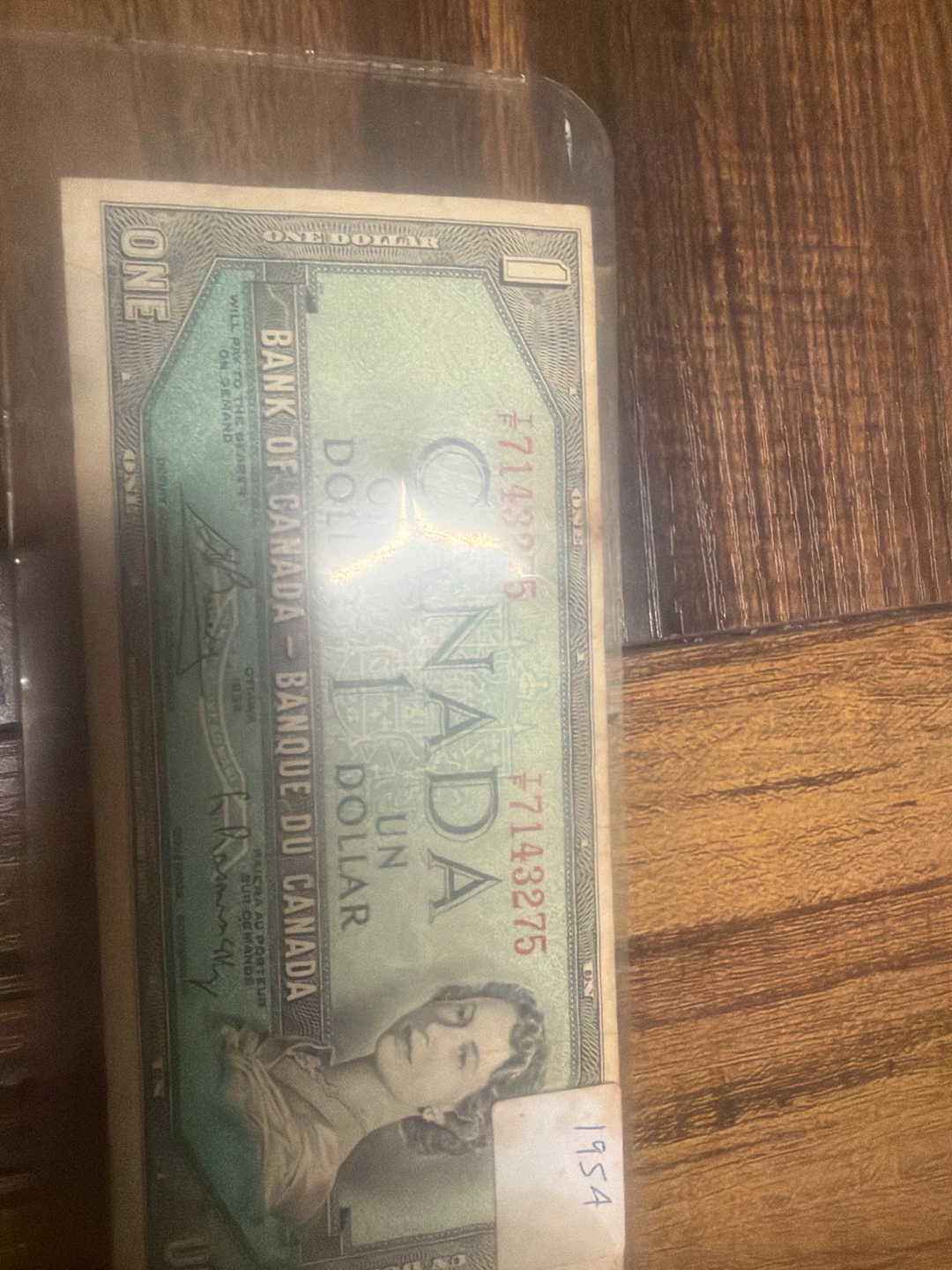 Bank of Canada One Dollar Bill - 1954