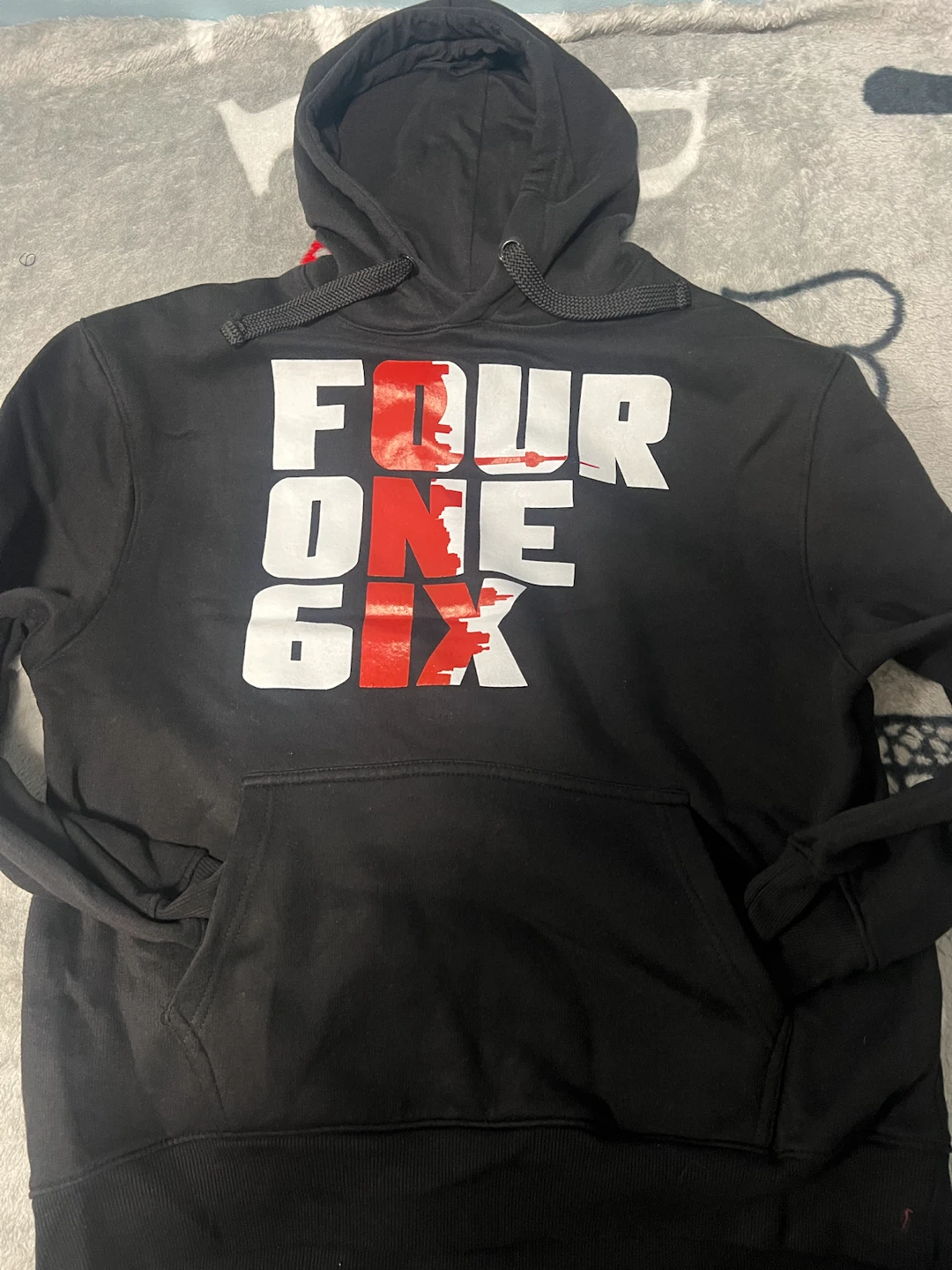 Black Hoodie "FOUR ONE SIX" Graphic Print