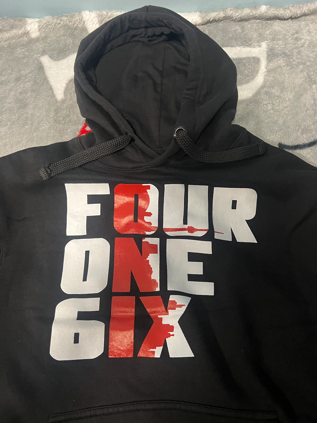 Black Hoodie "FOUR ONE SIX" Graphic Print - photo 2