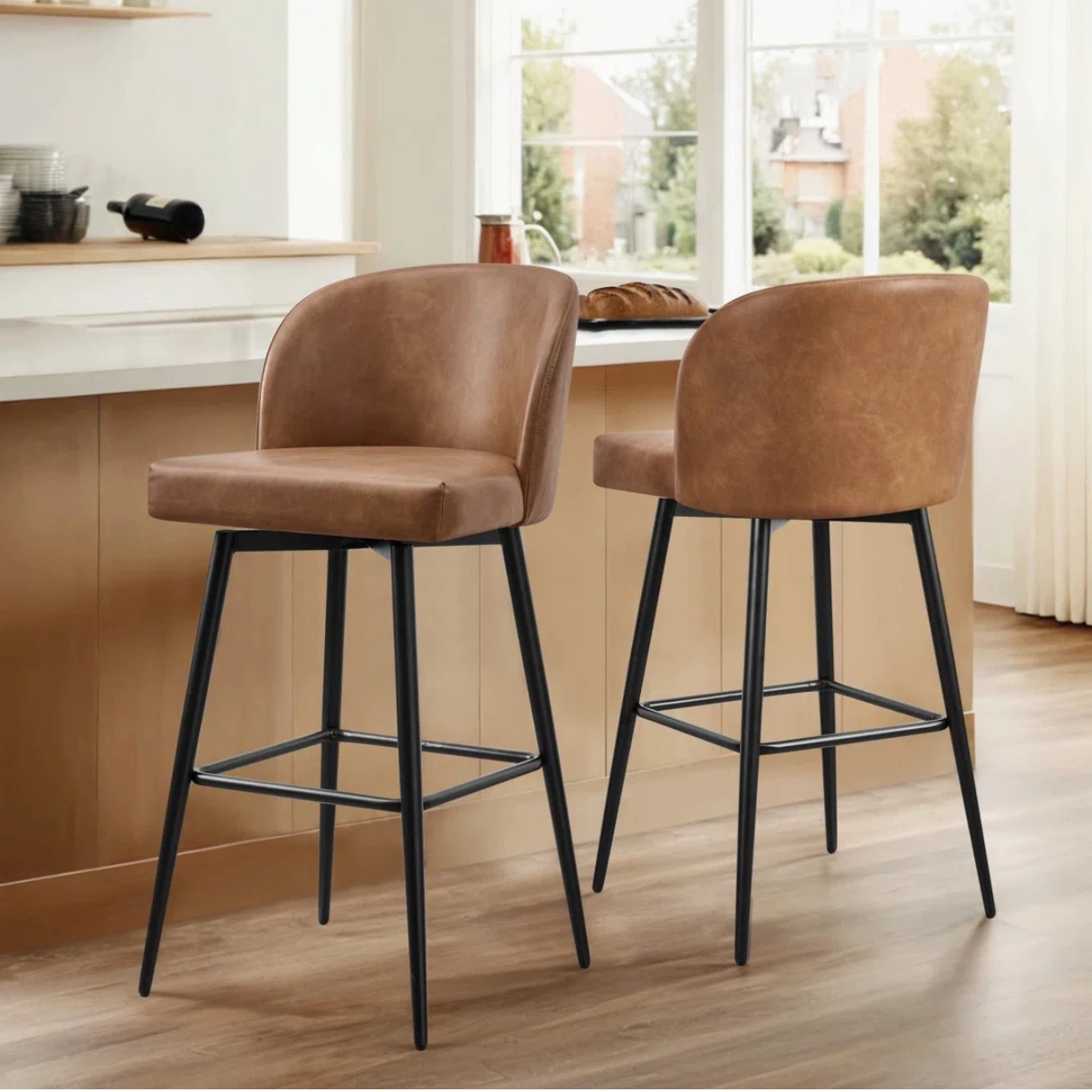 Benedict brown Swivel Counter & Bar Stool (Set of 2)