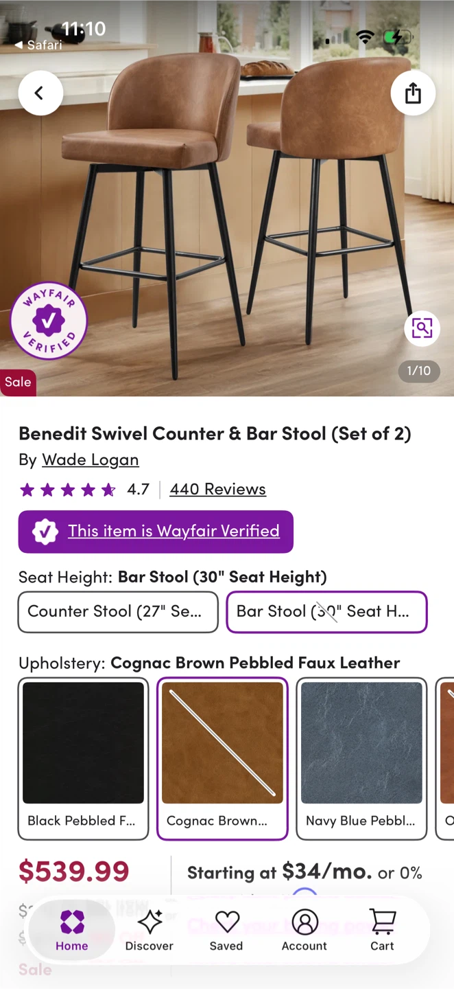 Benedict brown Swivel Counter & Bar Stool (Set of 2) - photo 3