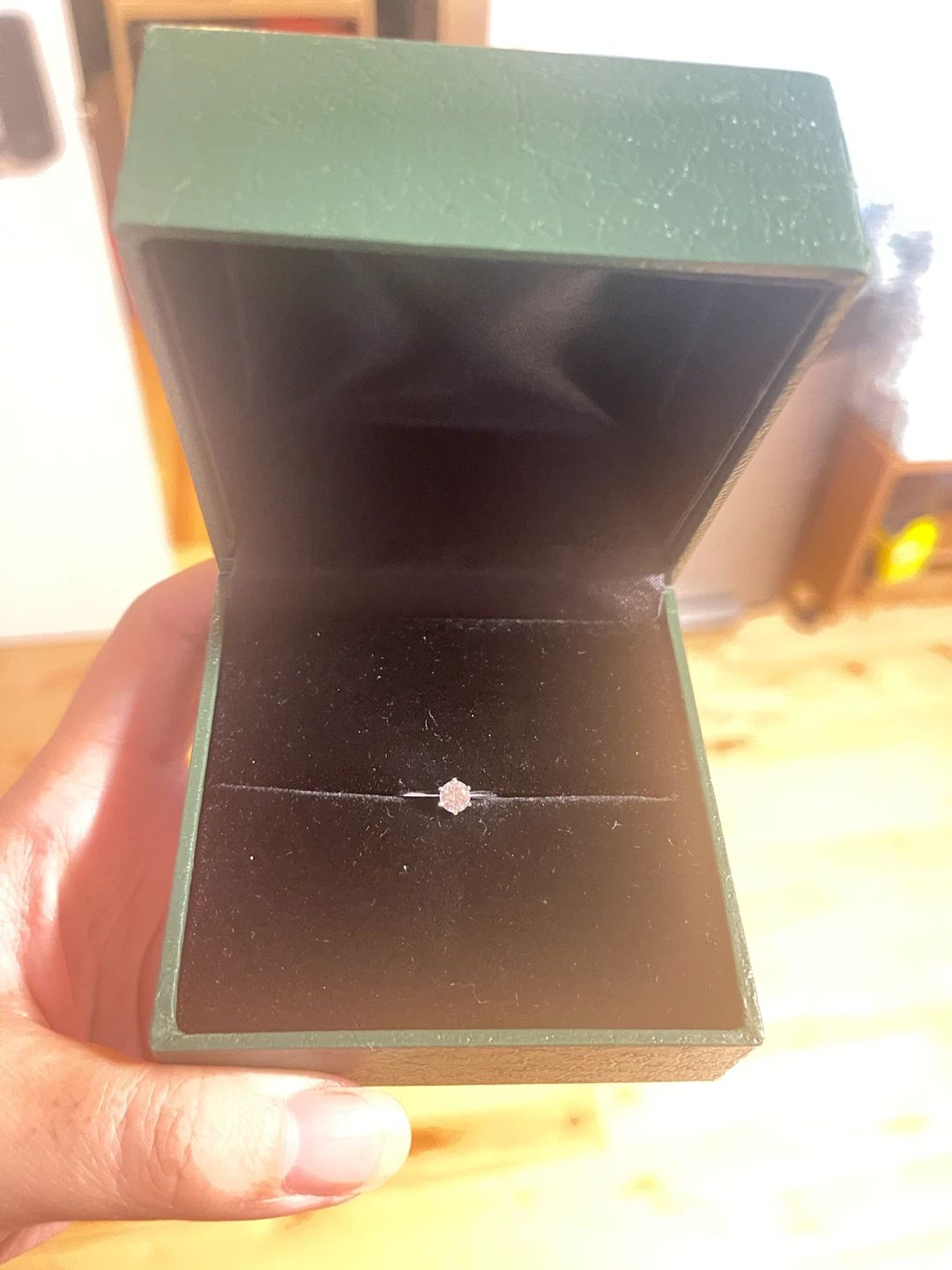 Delicate Diamond Ring in Green Box