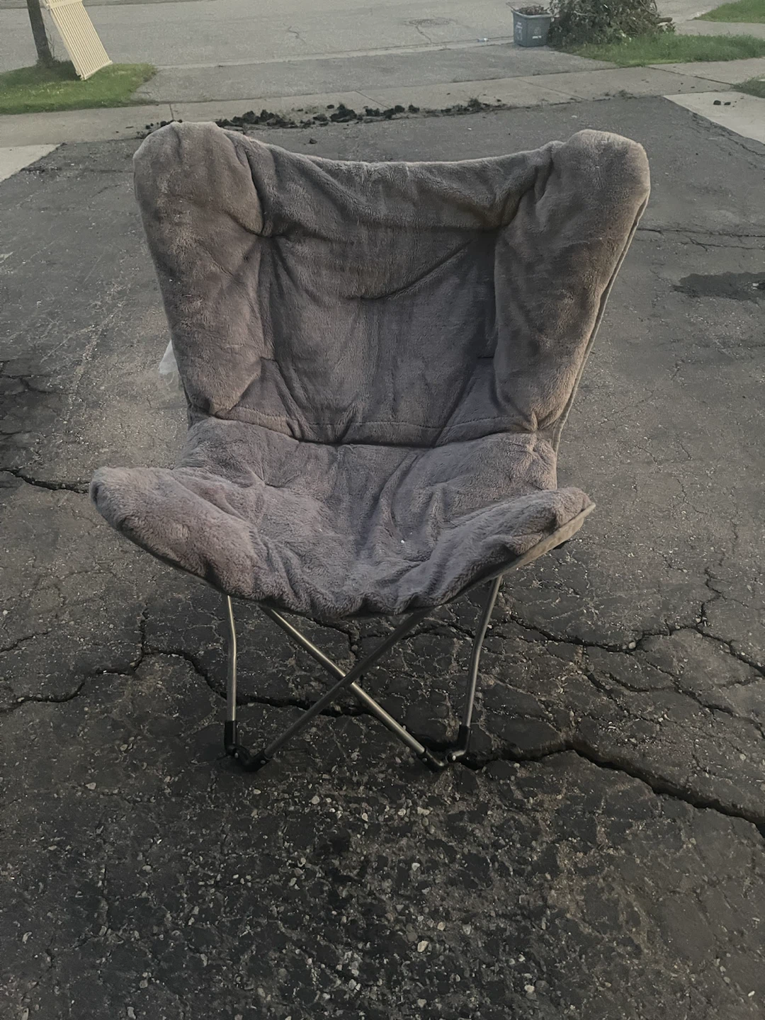 Grey Plush Butterfly Chair