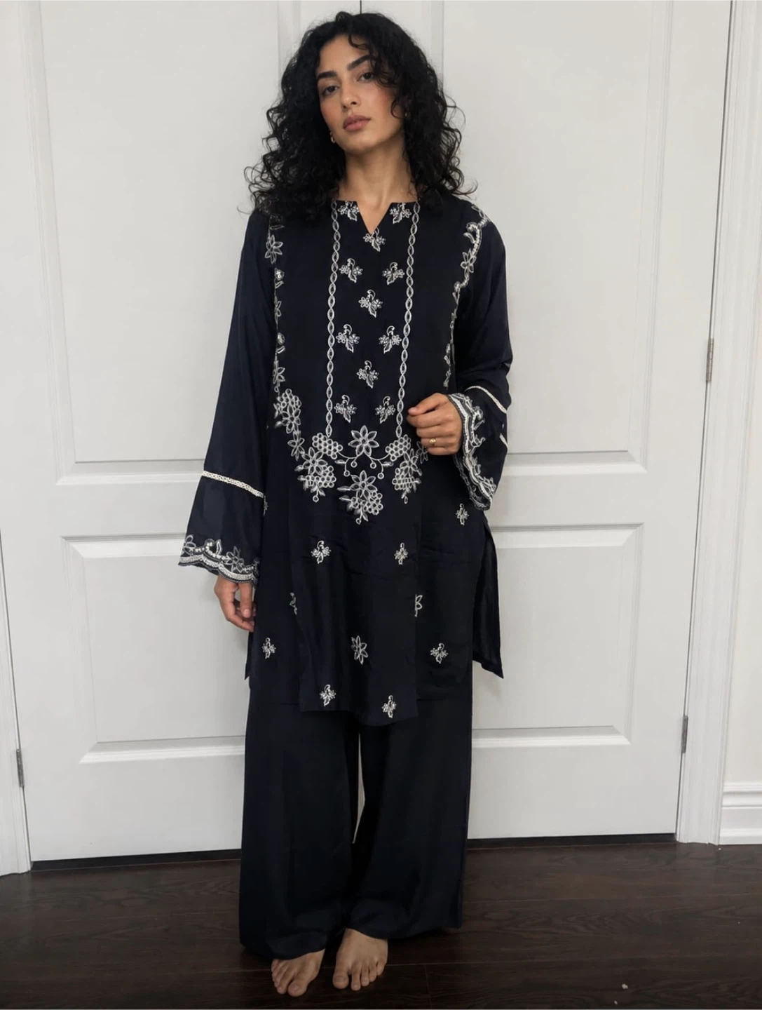 Embroidered Kurti and Pants Set