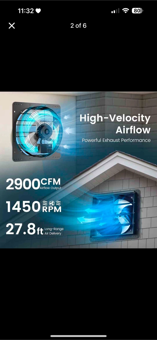 20-inch Exhaust Fan with Automatic Gravity Shutter - photo 2