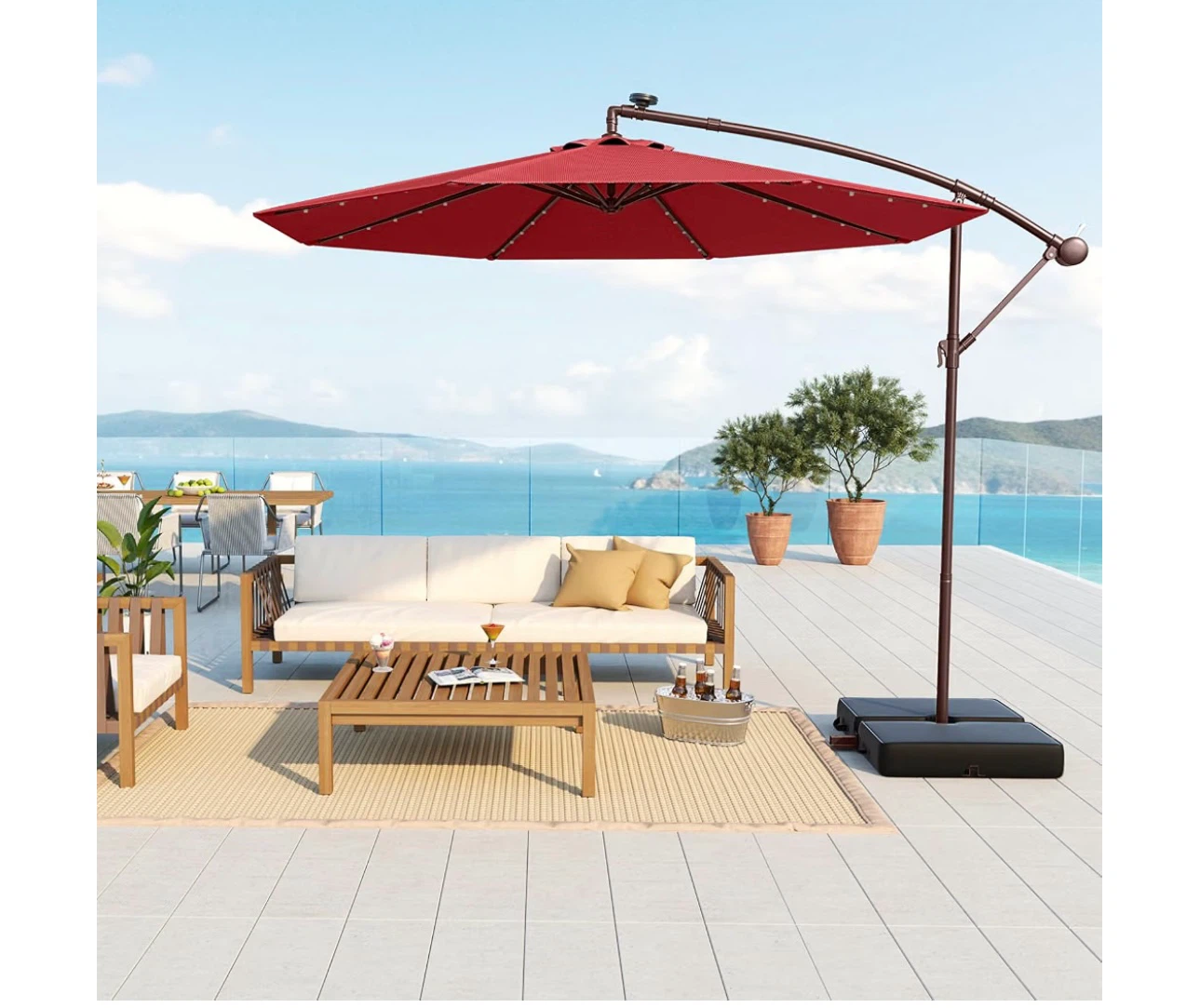 10 FT Offset Patio Umbrella with Lights - photo 2