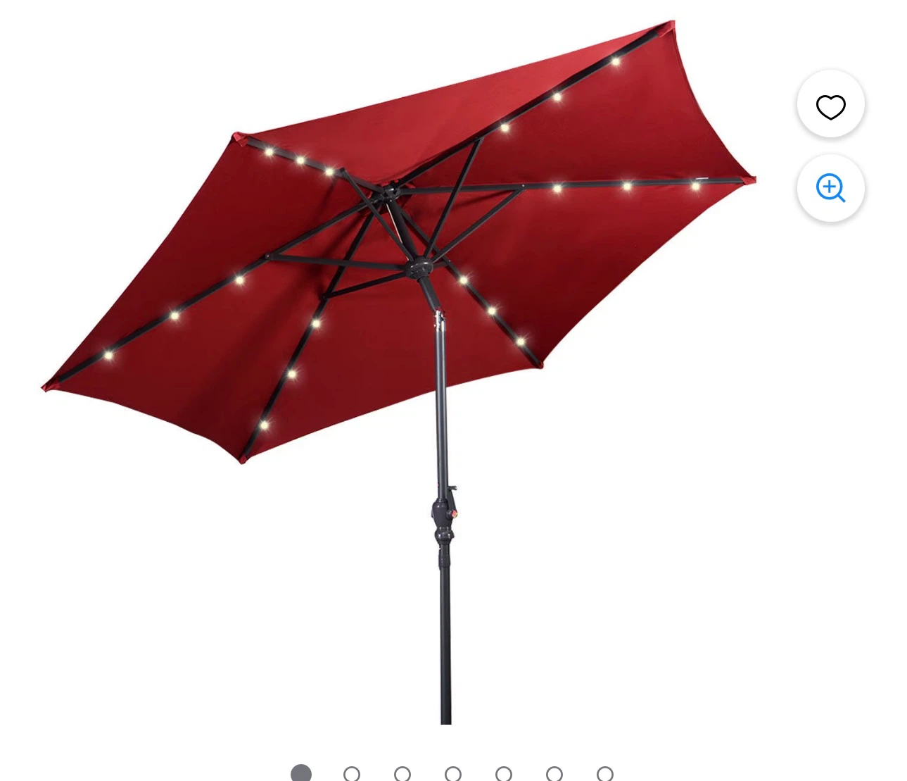9ft Red Patio Umbrella with Solar Lights