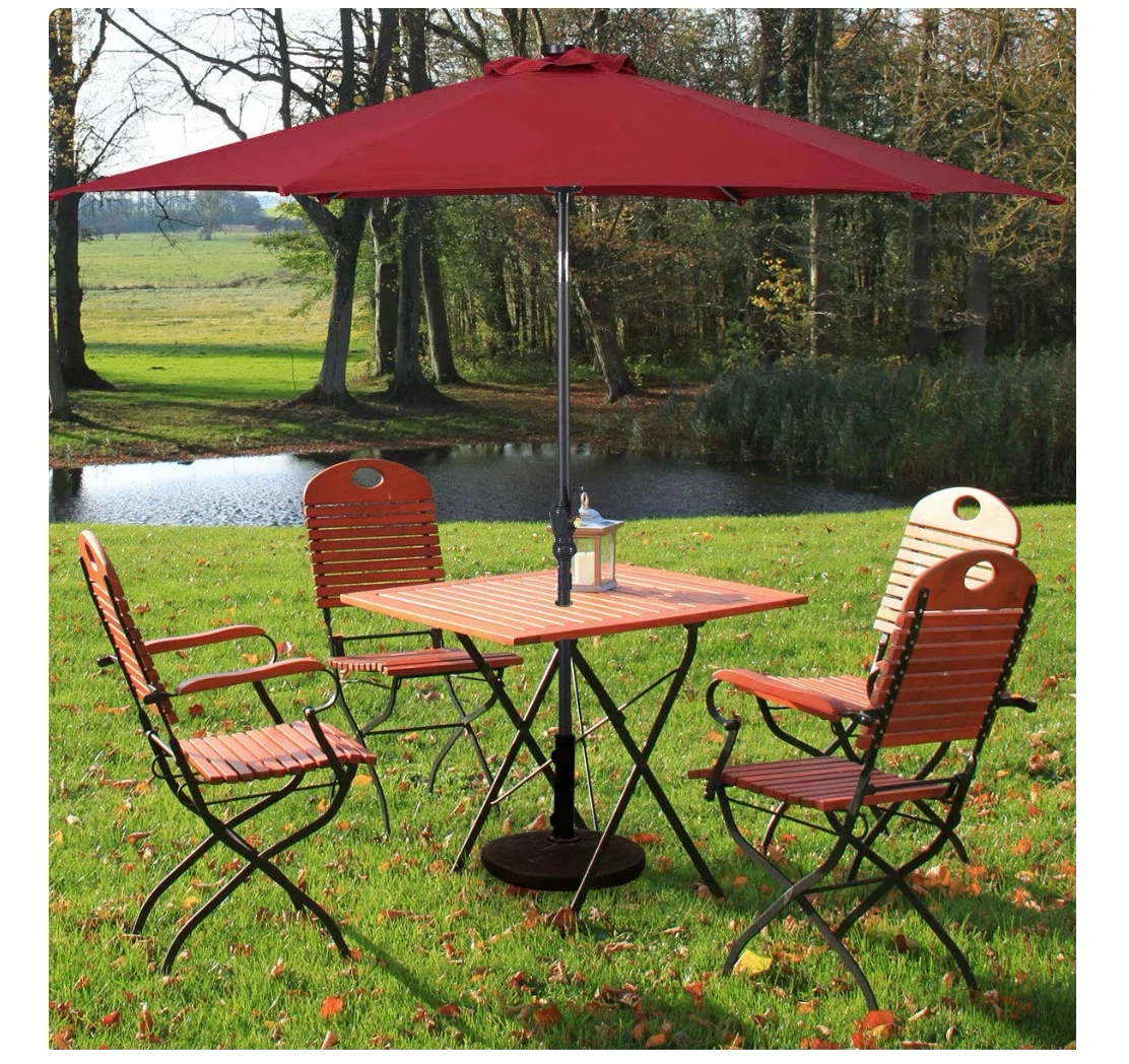 9ft Red Patio Umbrella with Solar Lights - photo 4