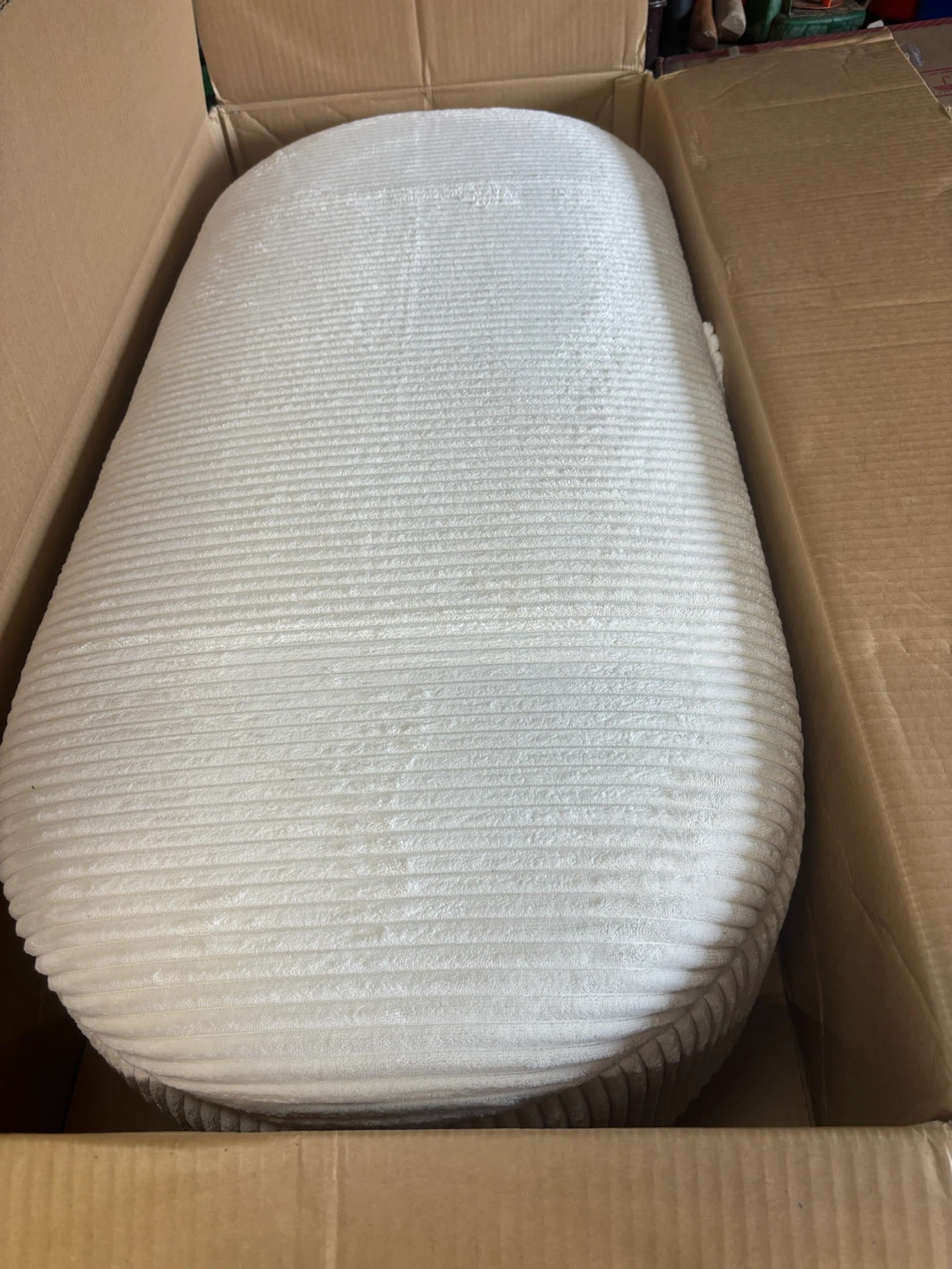 Cream Upholstered Storage Bench with Legs - photo 2