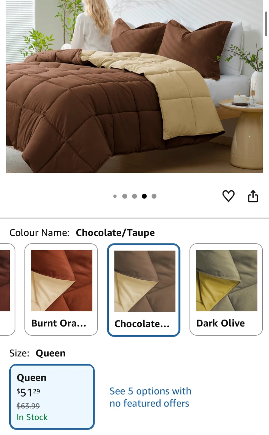 HIG 3pc Down Alternative Comforter Set - Queen - Chocolate/Taupe - photo 5