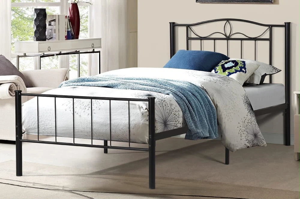 Twin Size Black Metal Bed Frame — Like New - photo 3