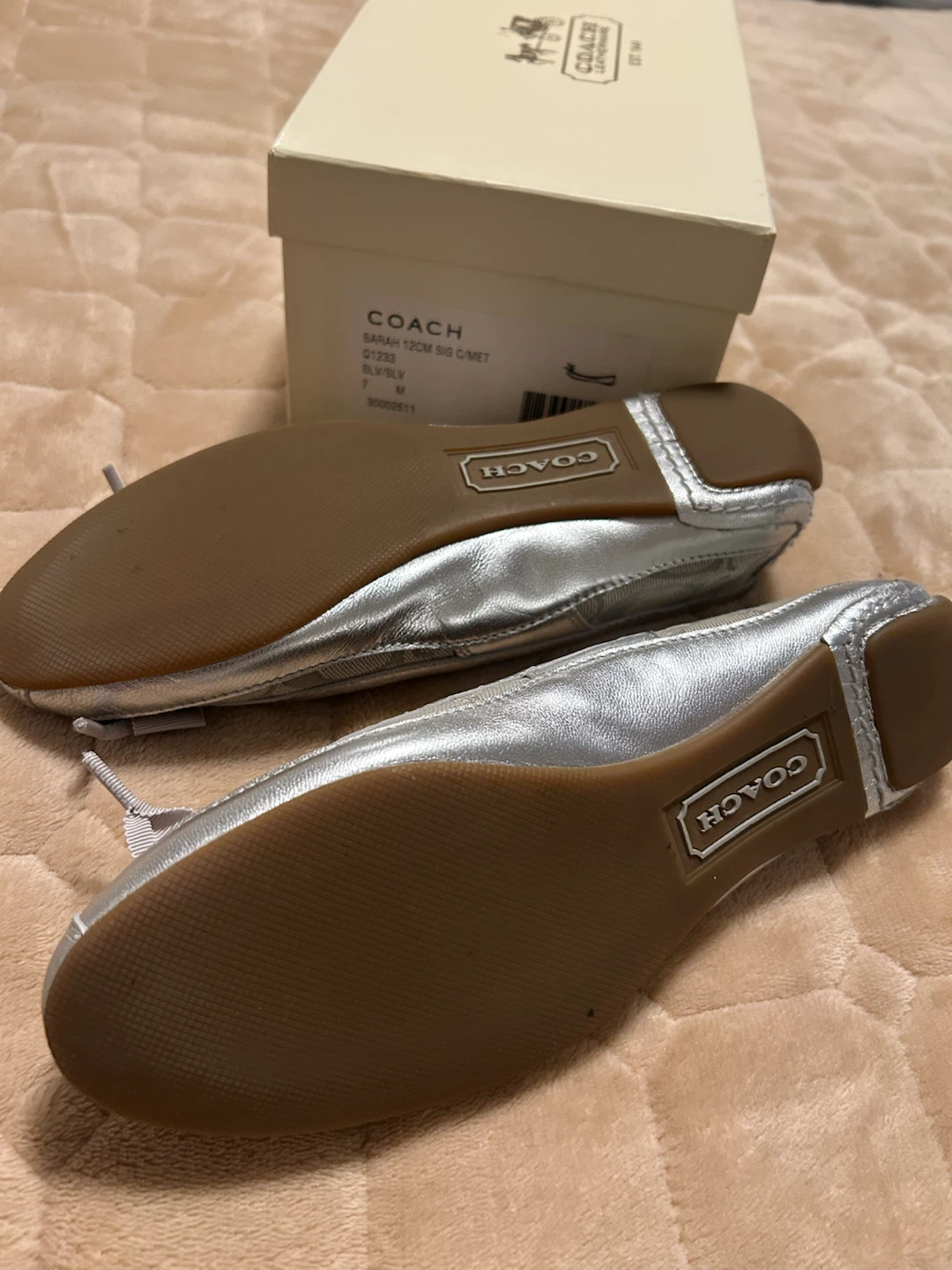 COACH Sarah Ballet Flats - Silver - Size 7 - photo 5