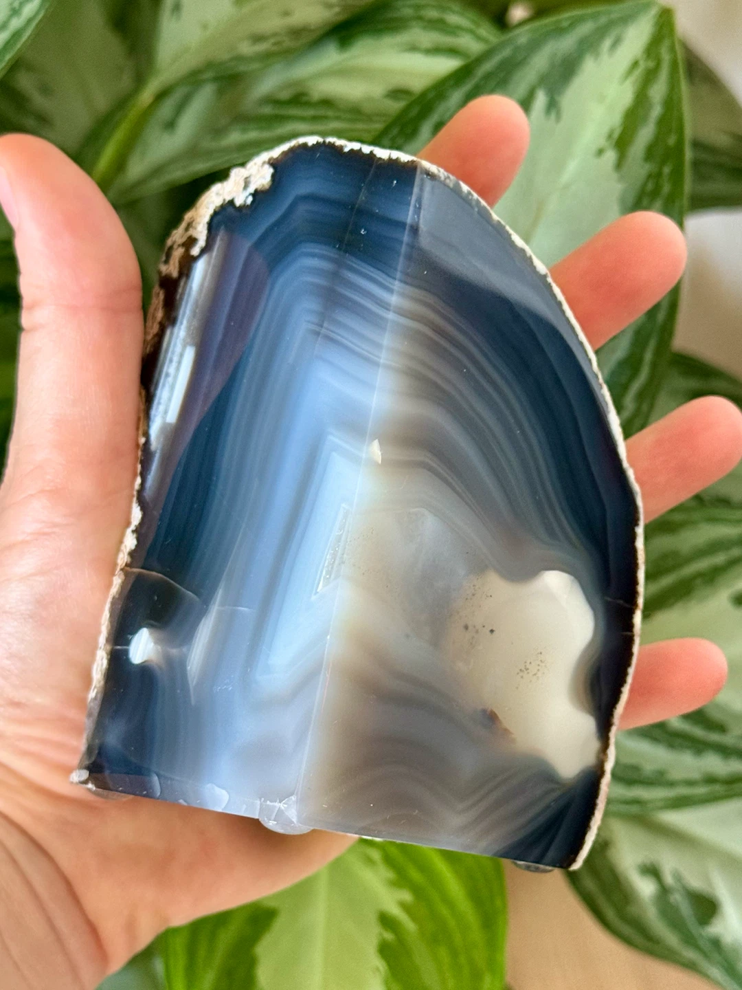 Genuine Brazilian Blue & White Banded Agate Crystal Bookend - photo 2