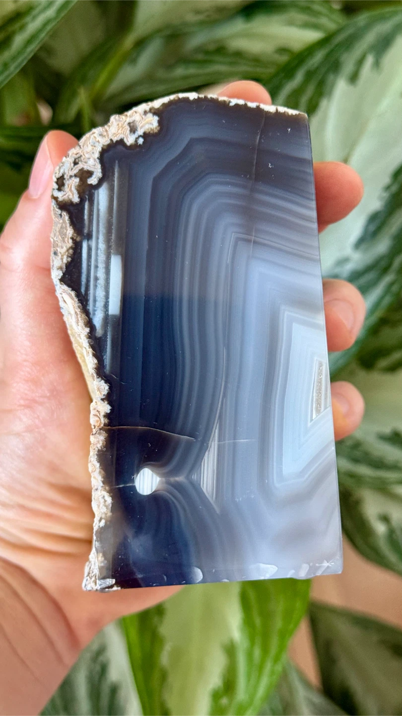 Genuine Brazilian Blue & White Banded Agate Crystal Bookend - photo 4