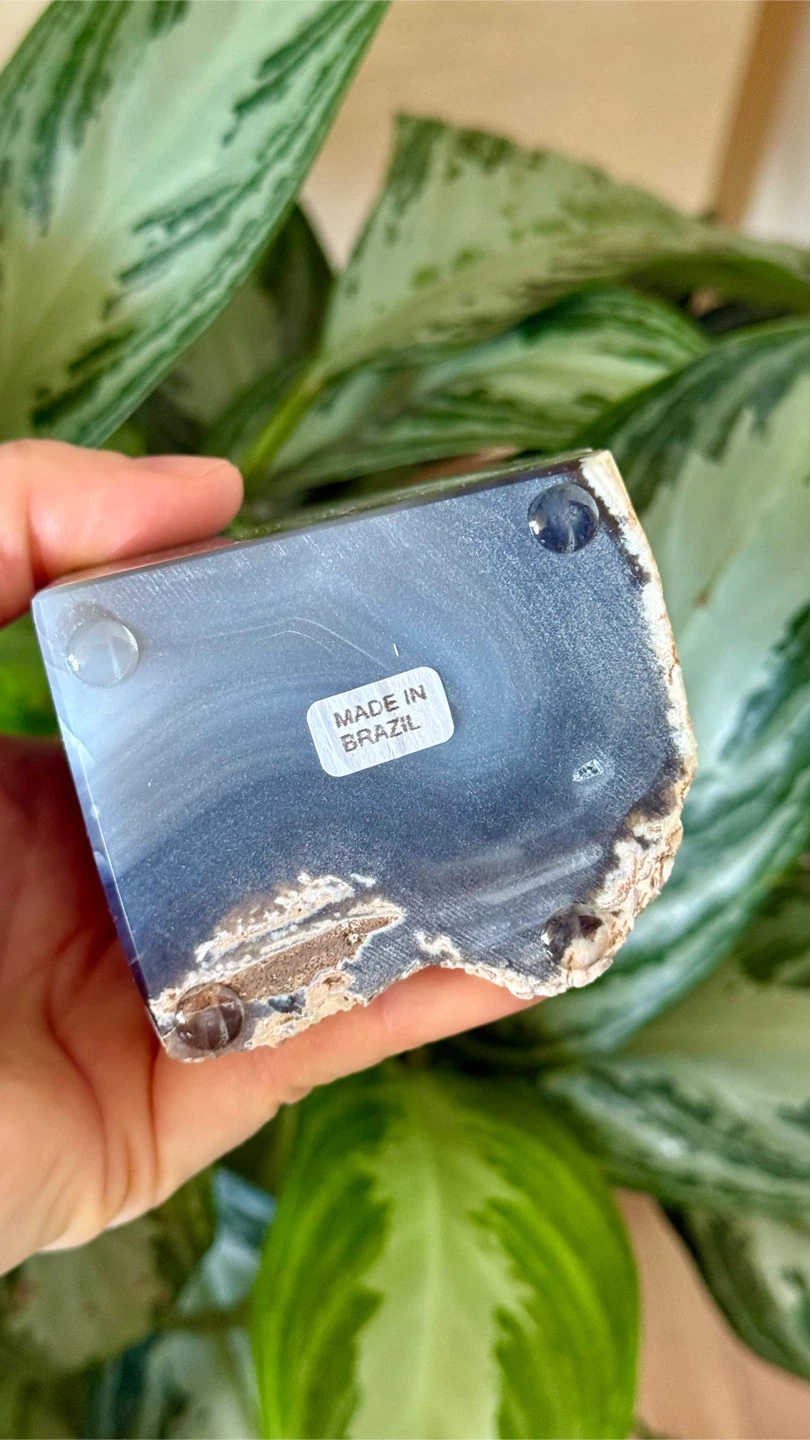 Genuine Brazilian Blue & White Banded Agate Crystal Bookend - photo 5
