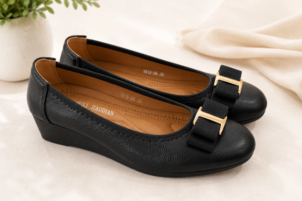 Black Wedge Ballet Flats – Size 36 – Brand New