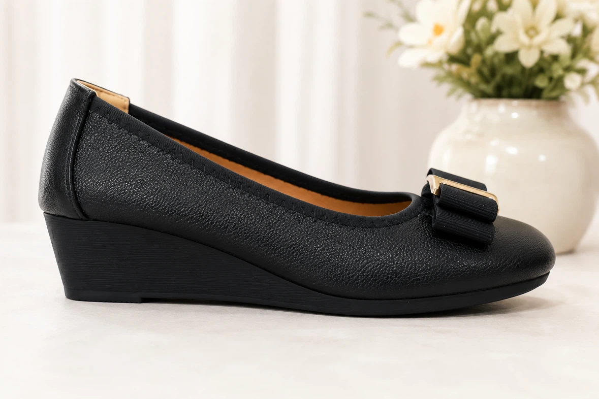 Black Wedge Ballet Flats – Size 36 – Brand New - photo 2