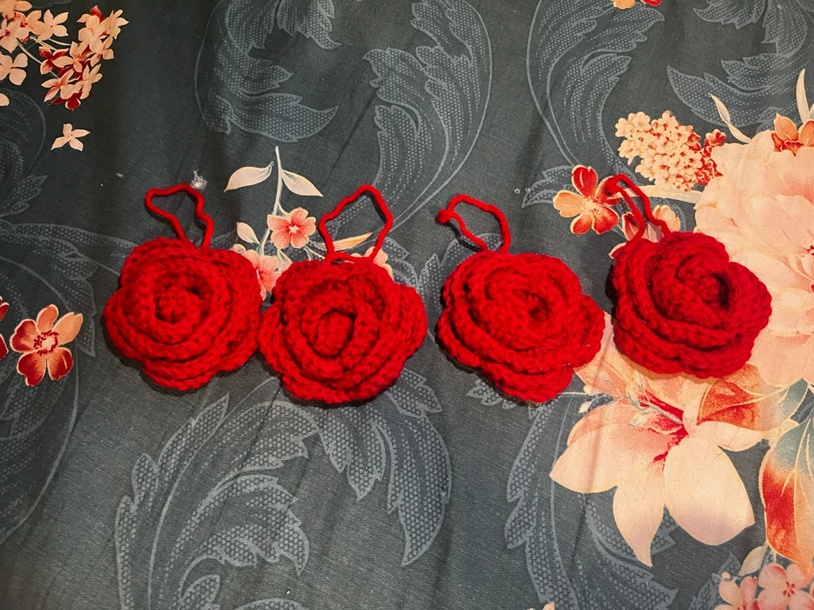 Handmade Crochet Rose hanging