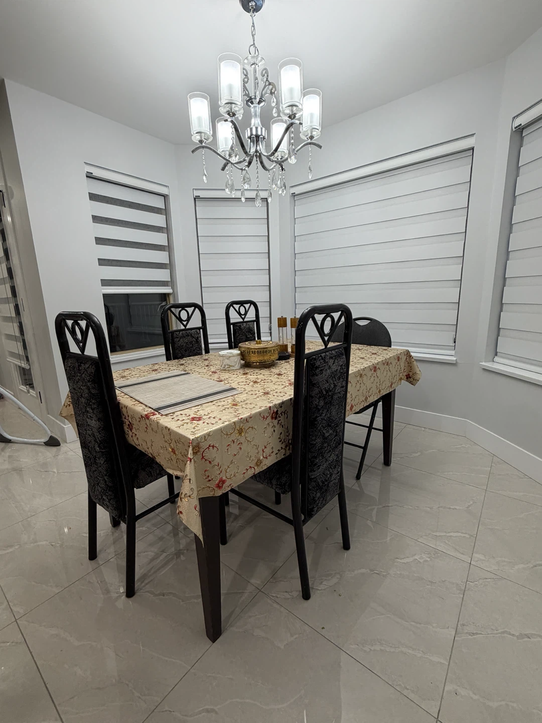 Dining Chair - Black Metal Frame with Patterned Upholstery