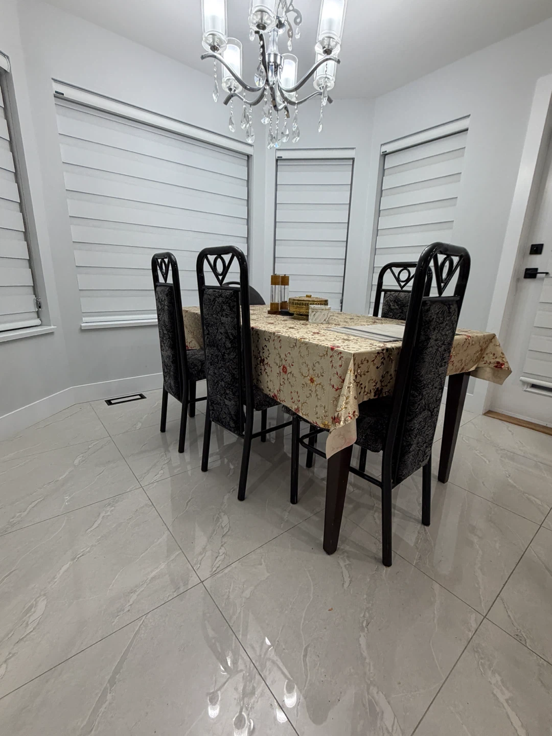 Dining Chair - Black Metal Frame with Patterned Upholstery - photo 2