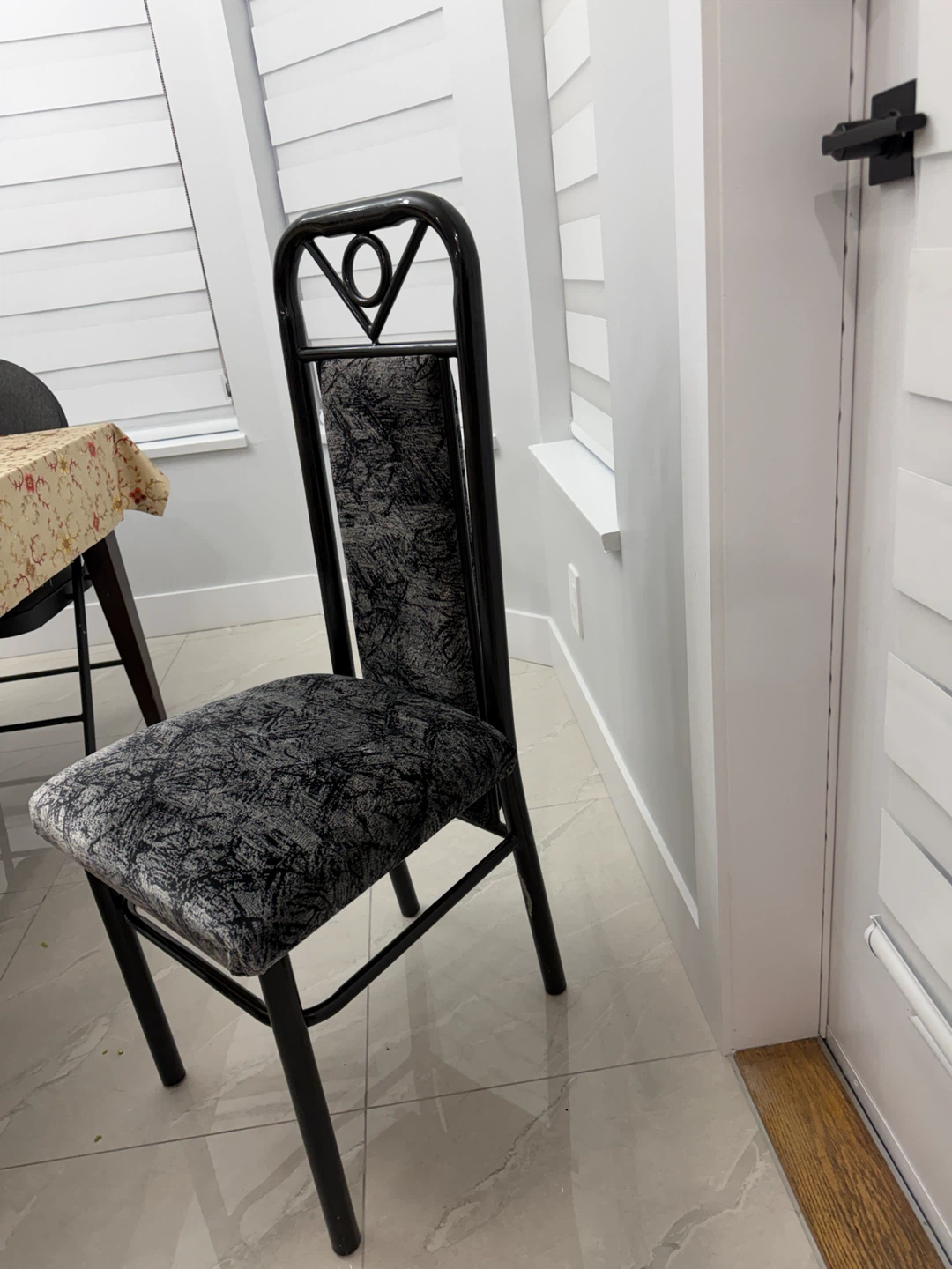 Dining Chair - Black Metal Frame with Patterned Upholstery - photo 3