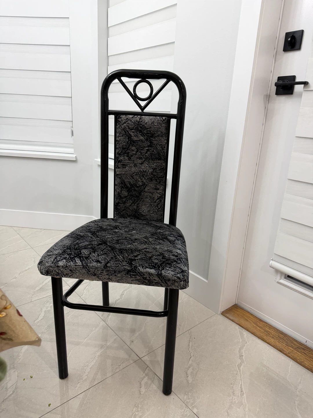 Dining Chair - Black Metal Frame with Patterned Upholstery - photo 4