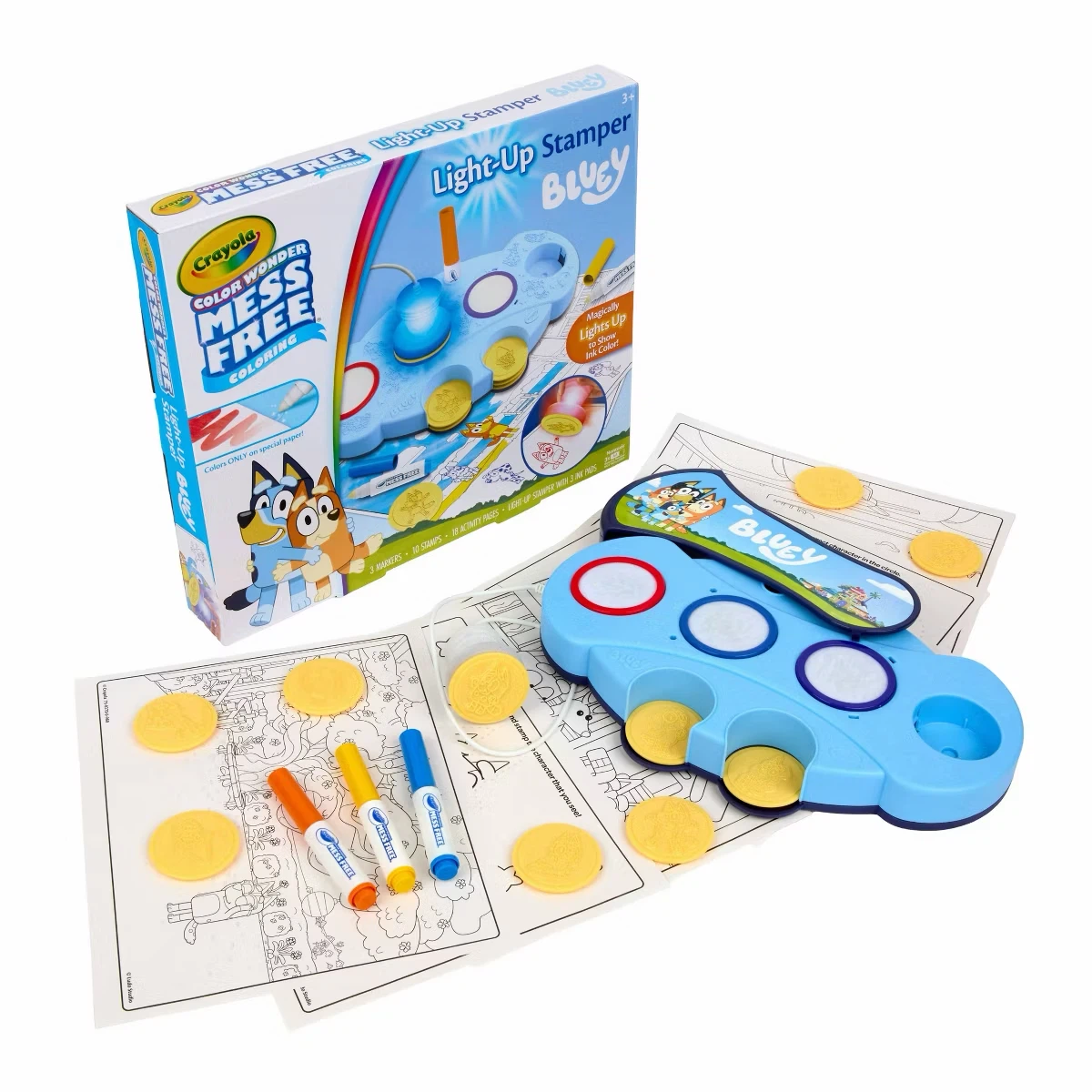 Crayola Bluey Magic Light Up Stamper Art Set Mess Free Art Kit