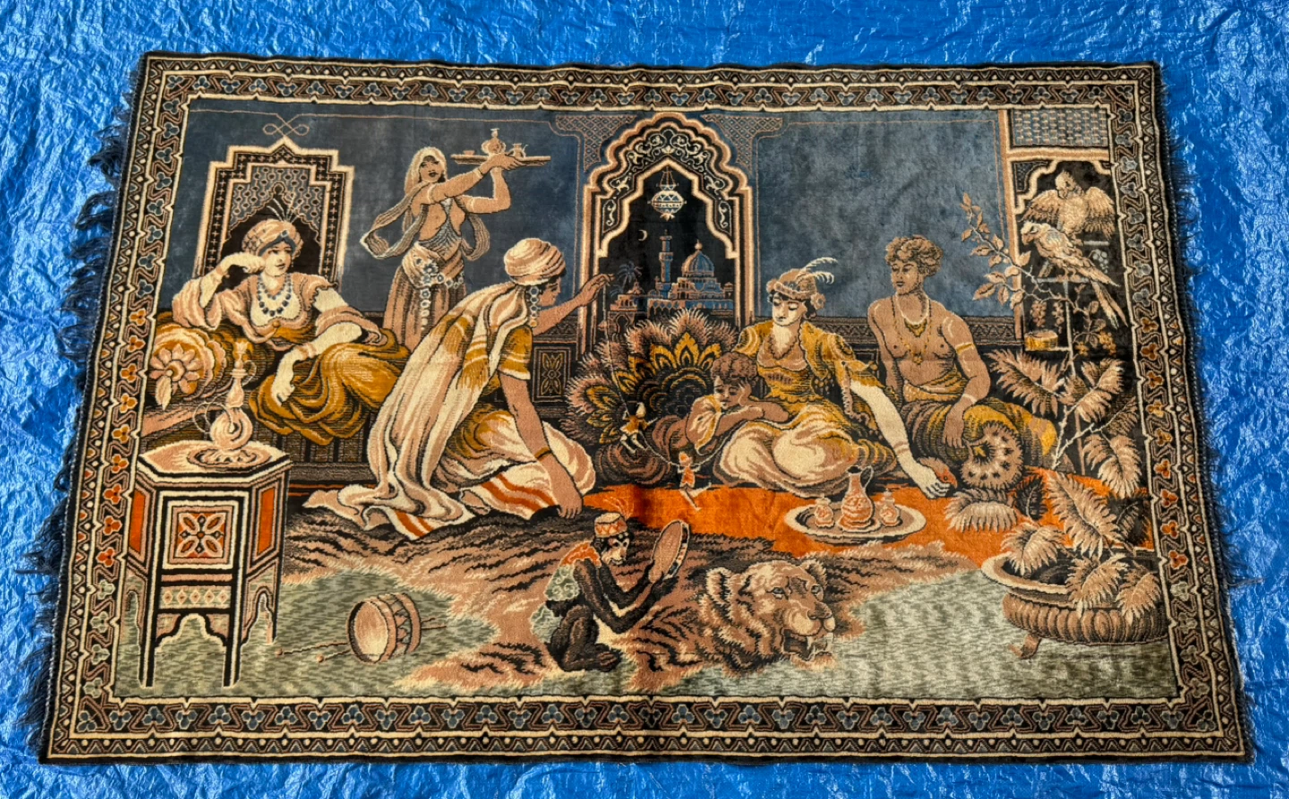 Vintage Arabian Nights Velvet Tapestry Art