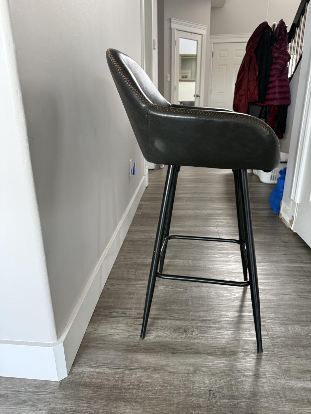 Dark Grey Faux Leather Bar Stool - photo 4