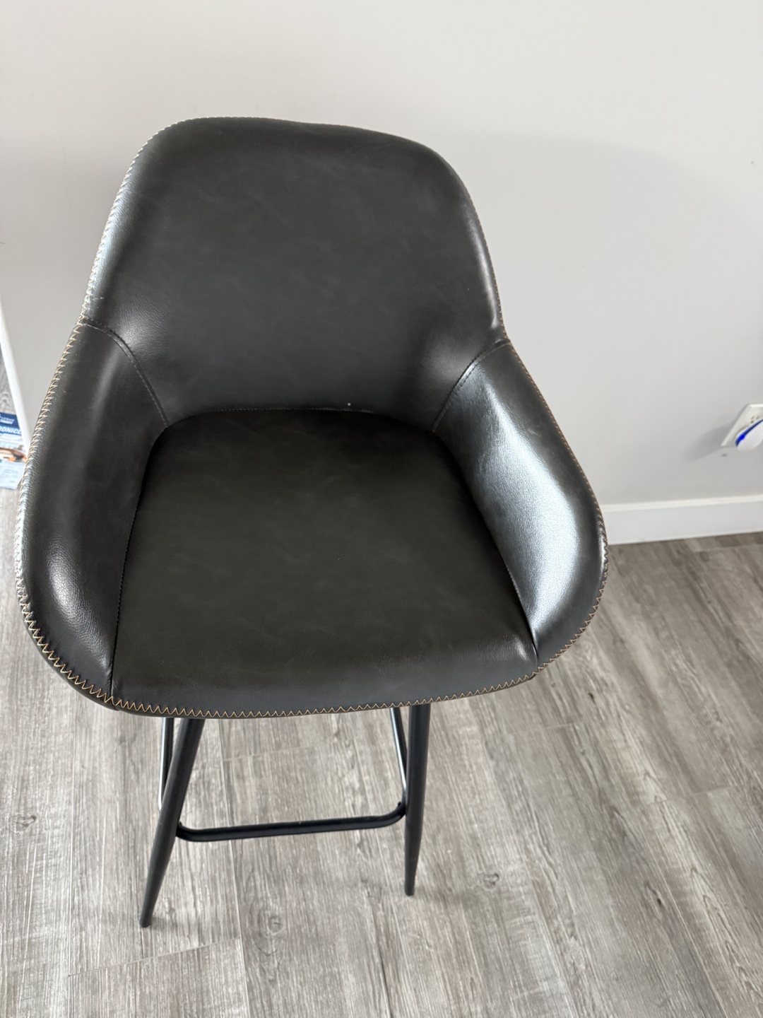 Dark Grey Faux Leather Bar Stool - photo 2