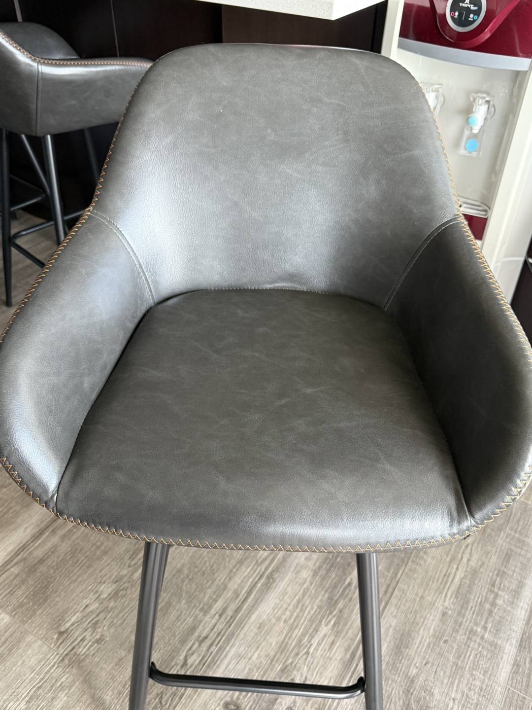 Dark Grey Faux Leather Bar Stool - photo 3