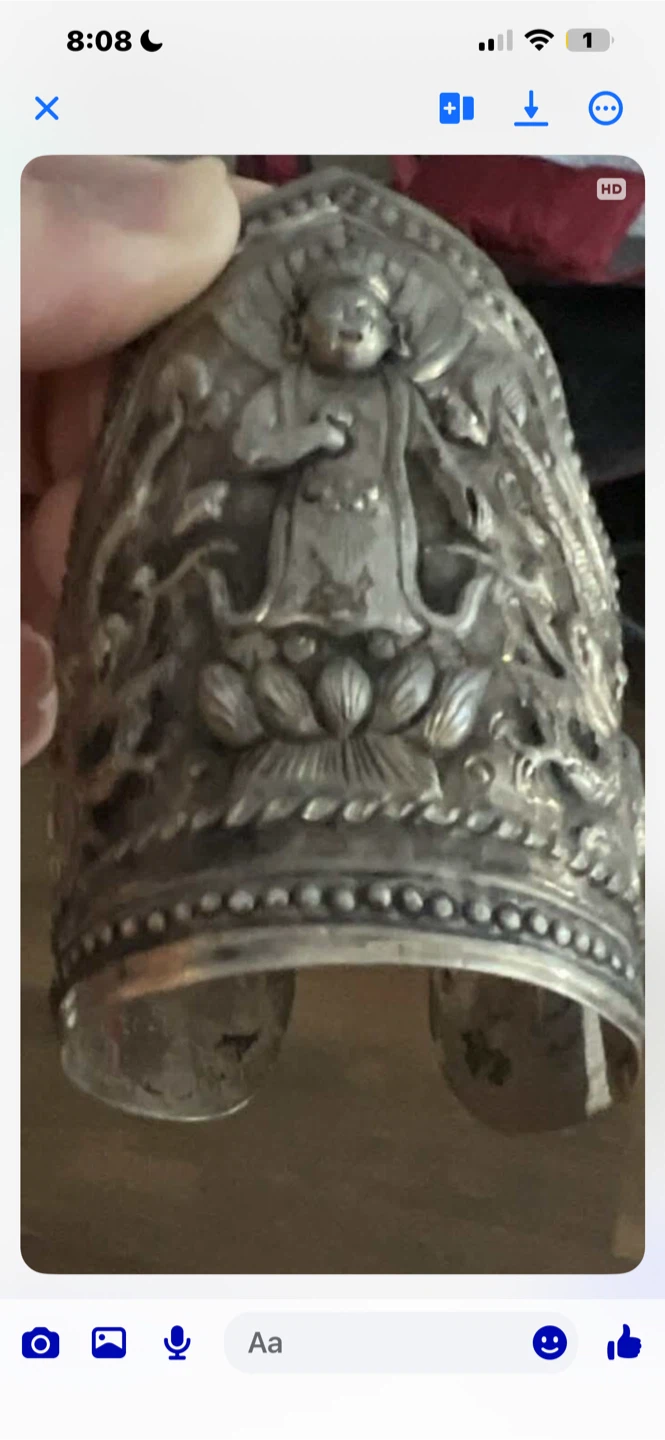 Vintage Ornate Buddha & Dragon Cuff Bracelet - photo 4