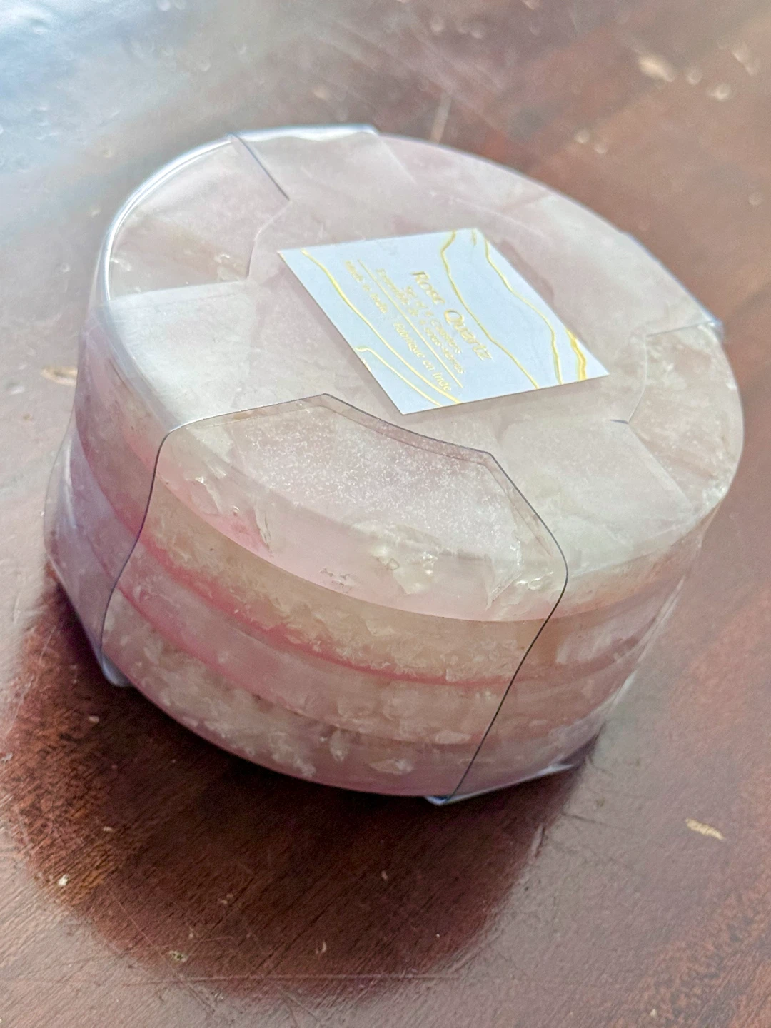 New Genuine Rose Quartz Crystal Coasters Set Of 4 Made In India